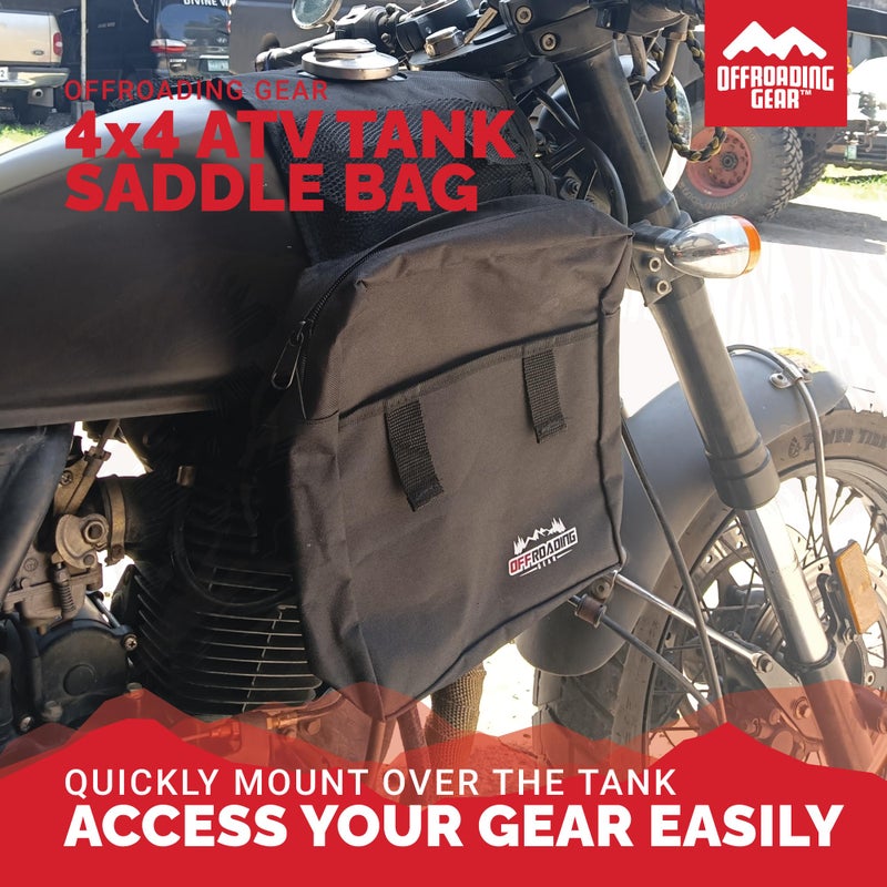 Offroading Gear 4x4 Waterproof Rear and Front Tank-Top Saddle Bag| With Two Compartments| Great for ATV| UTV| Snow Mobile| Quad Bike| Motorcycle| Etc. | Black - Image 4